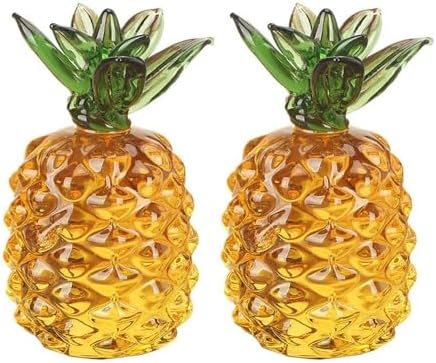 2PCS Crystal Pineapple Decor Figurine Ornament