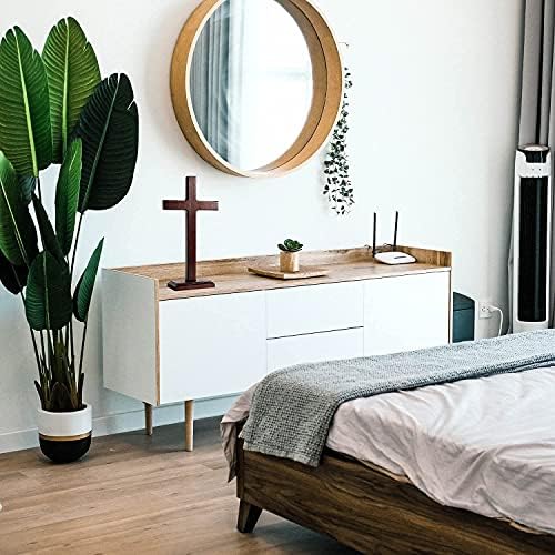 KUXBET Wooden Wall Cross with Stand for Hanging or Display