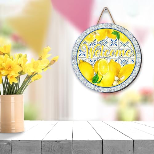Summer Lemon Banner Spring Italian Lemons Hanging Sign Farmhouse Decor