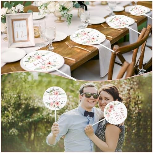 50PCS Pink Flower Handheld Wedding Fans