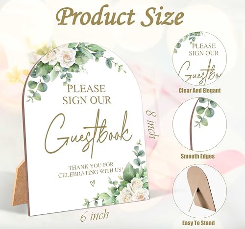 White Rose Wedding Guestbook Sign with Stand