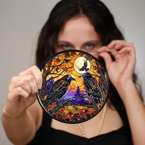 Glow in The Dark Halloween Crow Wall Decor