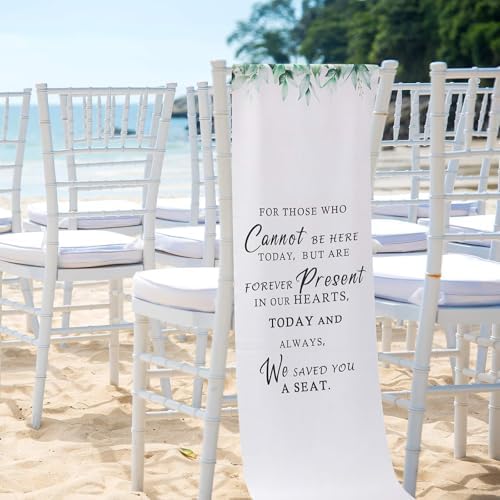 Memorial Wedding Chair Sign 13x50 Inch White Fresh