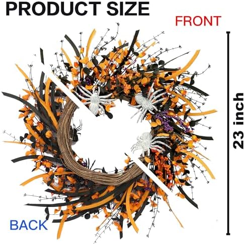 Sggvecsy Halloween Wreath 23 Inch Decor
