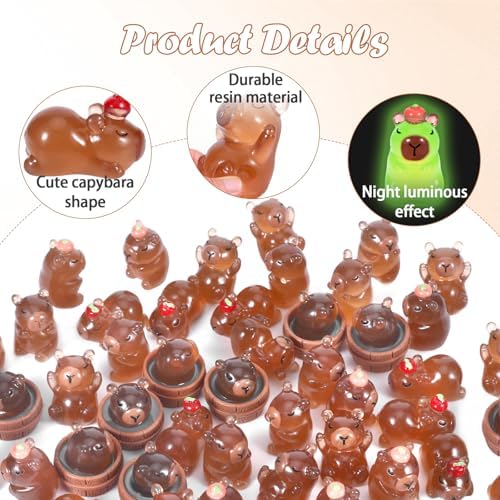 30Pcs Mini Resin Capybara Figurines Glow in the Dark Decor