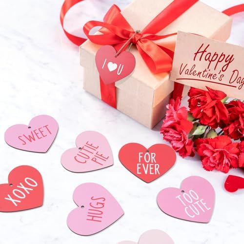 24pcs Valentine Conversation Heart Wooden Ornaments