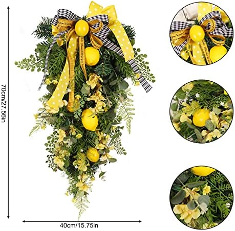 275 Inch Artificial Lemon Teardrop Wall Wreath