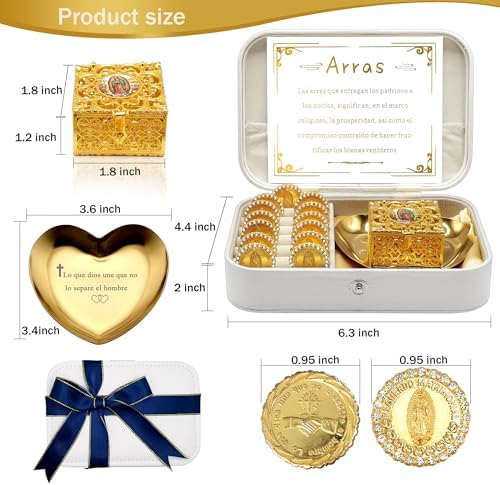 FANYX Wedding Arras Set with 13 Coins and Decorative Box