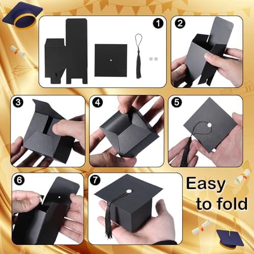 COTOPHER 100 Pcs Graduation Candy Boxes with Black Tassel