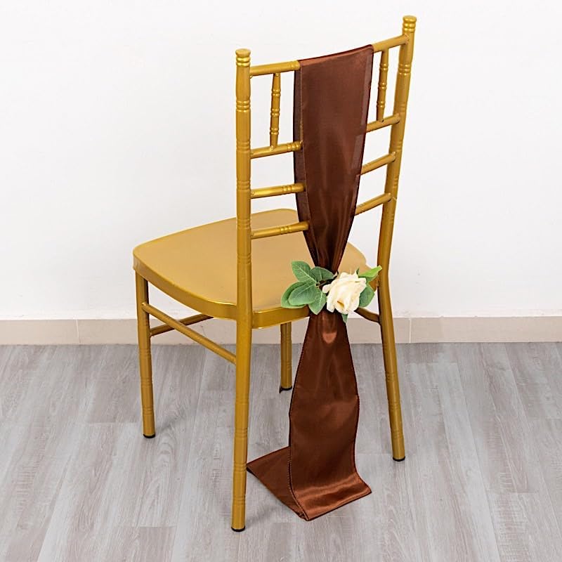 100 Cinnamon Brown Satin Chair Sashes for Wedding Decorations
