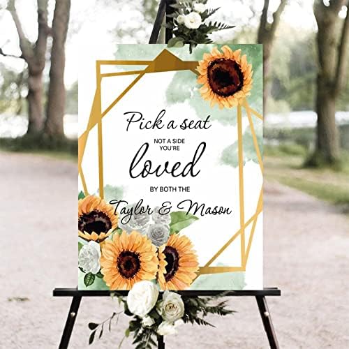Custom Wedding Welcome Sign with Sunflower Design