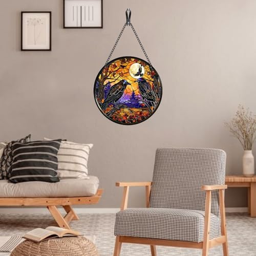 Glow in The Dark Halloween Crow Wall Decor