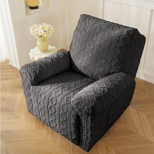 vctops 4 Piece Geometric Plush Recliner Slipcover