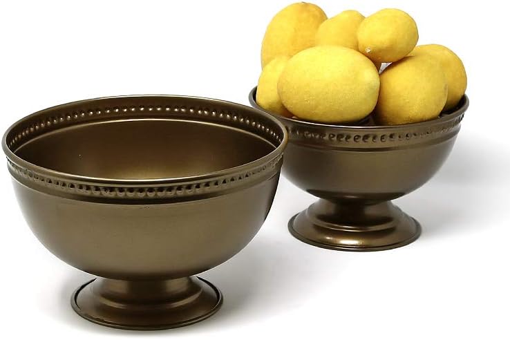 Serene Spaces Living Antique Gold Iron Pedestal Bowl