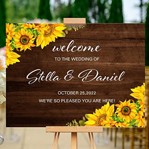 Alioyoit Wedding Welcome Sign Sunflowers 12x16 Inch 1