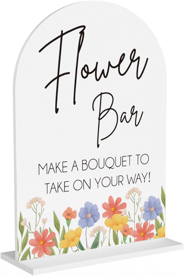 Flower Bar Sign Wedding Acrylic Decor for Desk Table