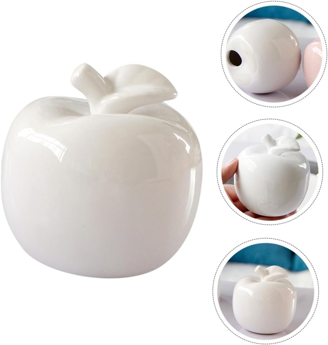 Artibetter White Ceramic Apple Statue Desktop Decor