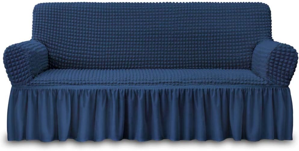 NICEEC Blue 3 Seater Sofa Slipcover with Skirt