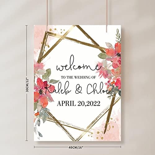 Alioyoit Personalized Wood Wedding Welcome Sign 12x16 Inch