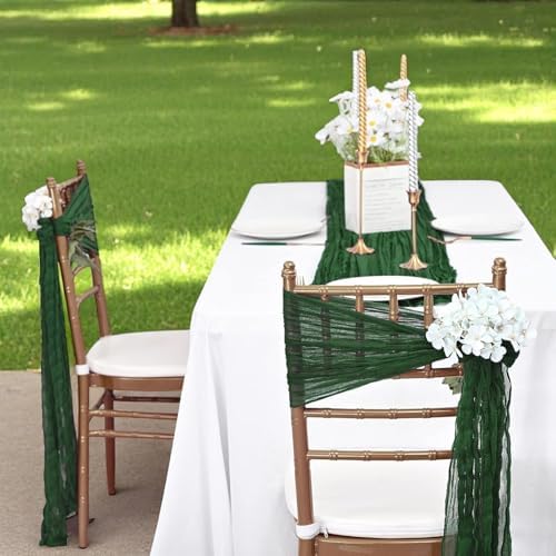 MDS Pack of 25 Cheesecloth Chair Sashes 17x70 Hunter Green