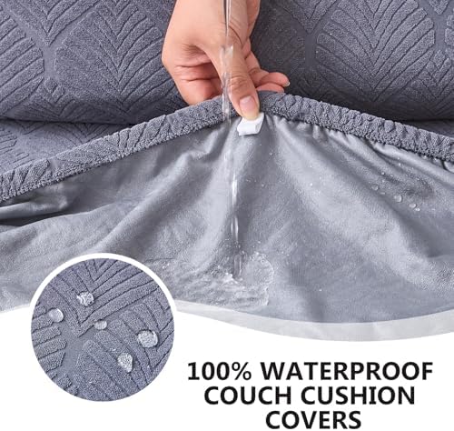 Genina Waterproof Couch Cushion Cover - Stretch Fit 1 Piece Dark Gray