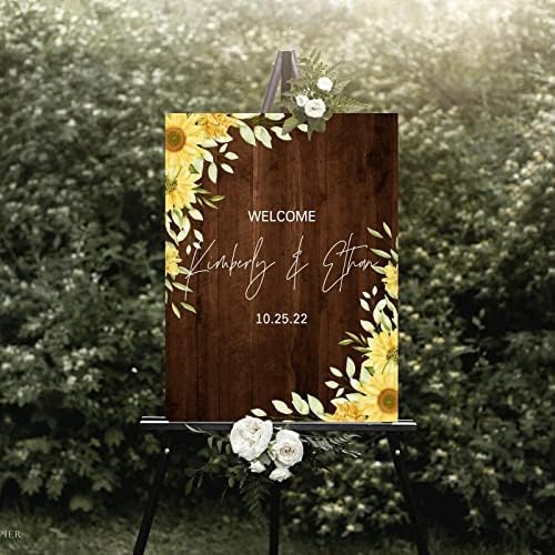 Alioyoit Personalized Wedding Welcome Sign Brown Wood 12x16 Inch