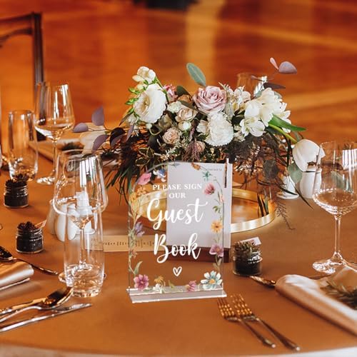 Wildflowers Acrylic Wedding Sign Guestbook Arch Table Decor