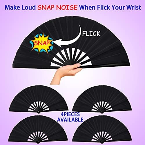 Blulu 4 Pcs 13 Inch Folding Dance Fans