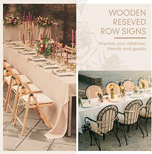 Yulejo 6 Piece Wooden Reserved Row Signs for Wedding Chairs