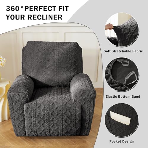 vctops 4 Piece Geometric Plush Recliner Slipcover