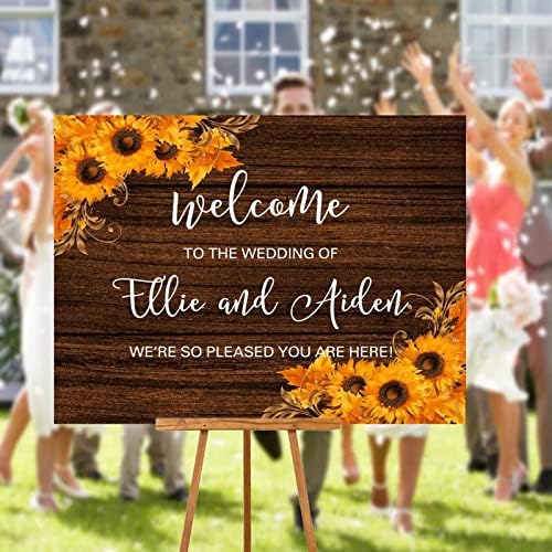 Customizable Wedding Welcome Sign with Sunflowers Design