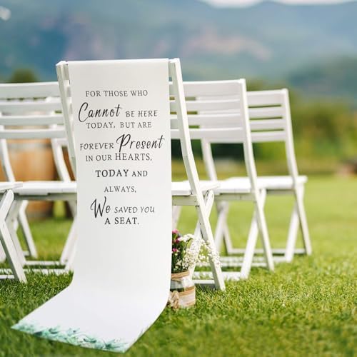Memorial Wedding Chair Sign 13x50 Inch White Fresh