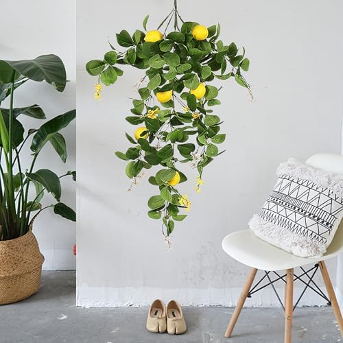 Artificial Lemon Teardrop Wreath for Front Door Decor