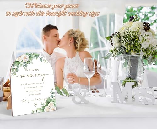 White Rose Wedding Memory Sign with Stand