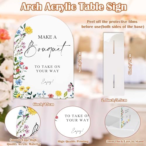 Bouquet Bar Sign with Acrylic Base Floral Wedding Decor