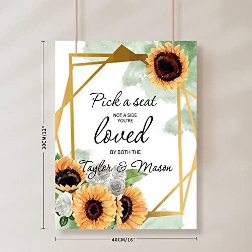 Custom Wedding Welcome Sign with Sunflower Design
