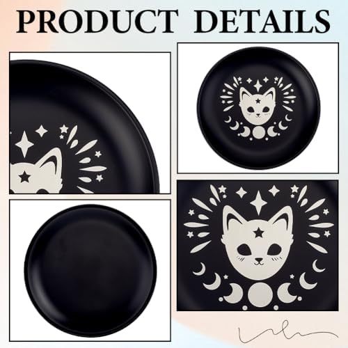 CREATCABIN Black Cat Ritual Plate Offering Bowl