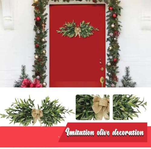 24 Inch Floral Swag with Green Leaves and Bow