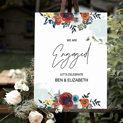Customizable Red Floral Wood Wedding Welcome Sign 12x16 Inch