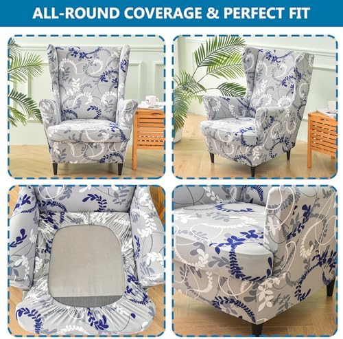 Stretch Spandex Wingback Chair Slipcovers 2 Piece