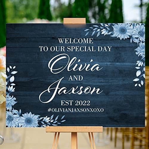 Alioyoit Wedding Welcome Sign Personalized Wood Luxury Rustic Greeting Sign 12x16 Inch