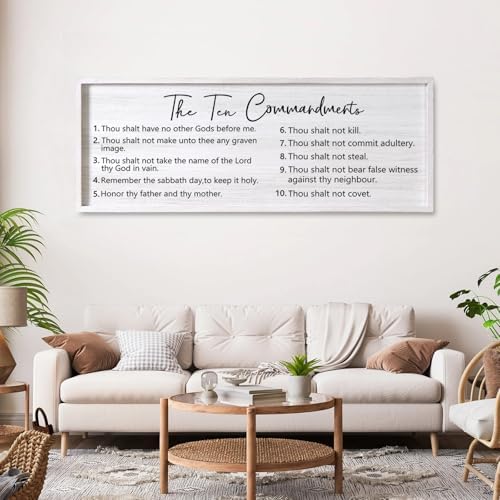 Homuvdok Ten Commandments Framed Wall Art 40x15