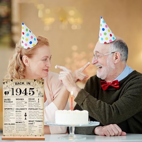 DARUNAXY 80th Birthday Decor Acrylic Sign with Stand