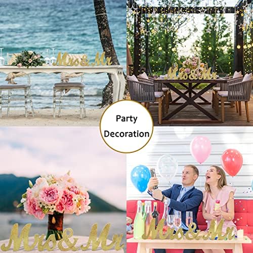 Golden Mr Mrs Wooden Letters Wedding Decoration