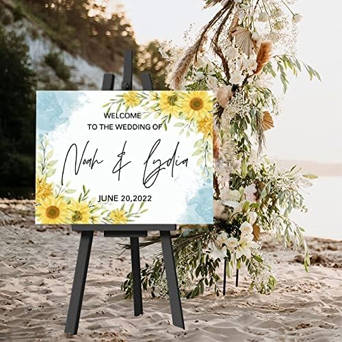 Customizable Blue Sunflowers Wedding Welcome Sign