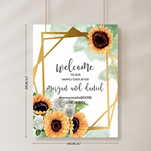 Alioyoit Wooden Wedding Welcome Sign with Sunflower Design