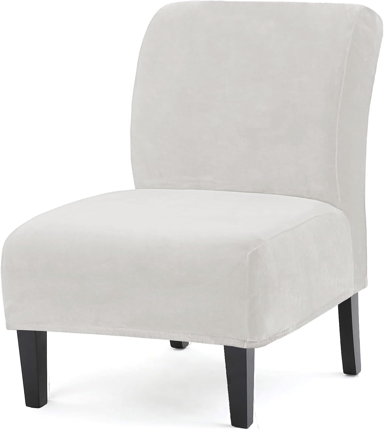 UCCONO Velvet Armless Chair Slipcover White