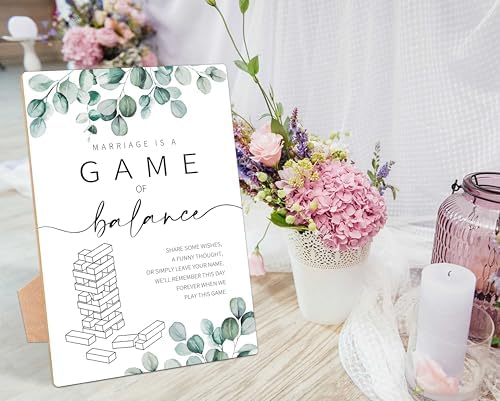Marriage Is A Game Of Balance Wedding Sign with Stand