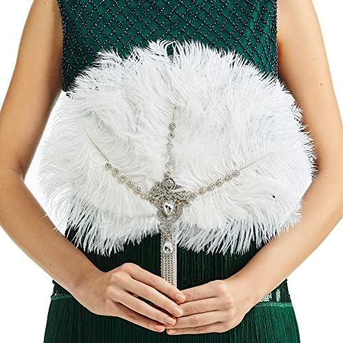 BABEYOND Vintage Bridal Feather Bouquet Fan