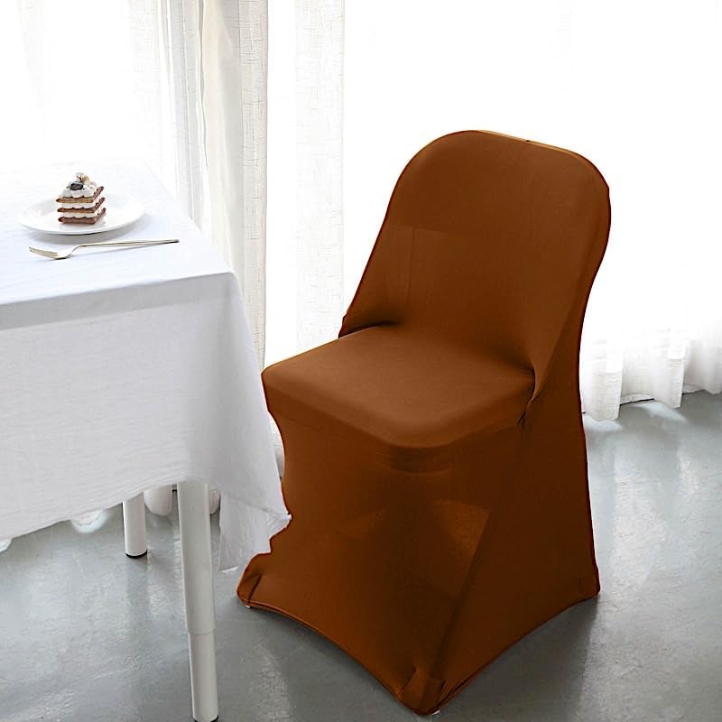 6 pcs Cinnamon Brown Spandex Folding Chair Covers for Parties